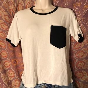 white john galt tee with black pocket